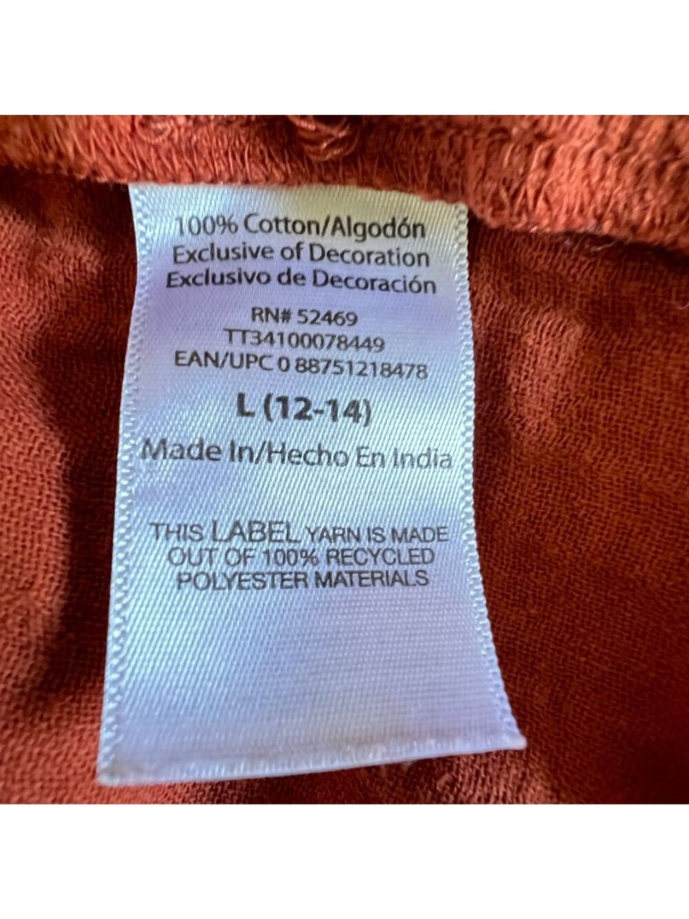 Time and Tru Women Sz L Boho Midi Dress Gauzy Cotton Terracotta Southwest Earthy - Picture 8 of 14